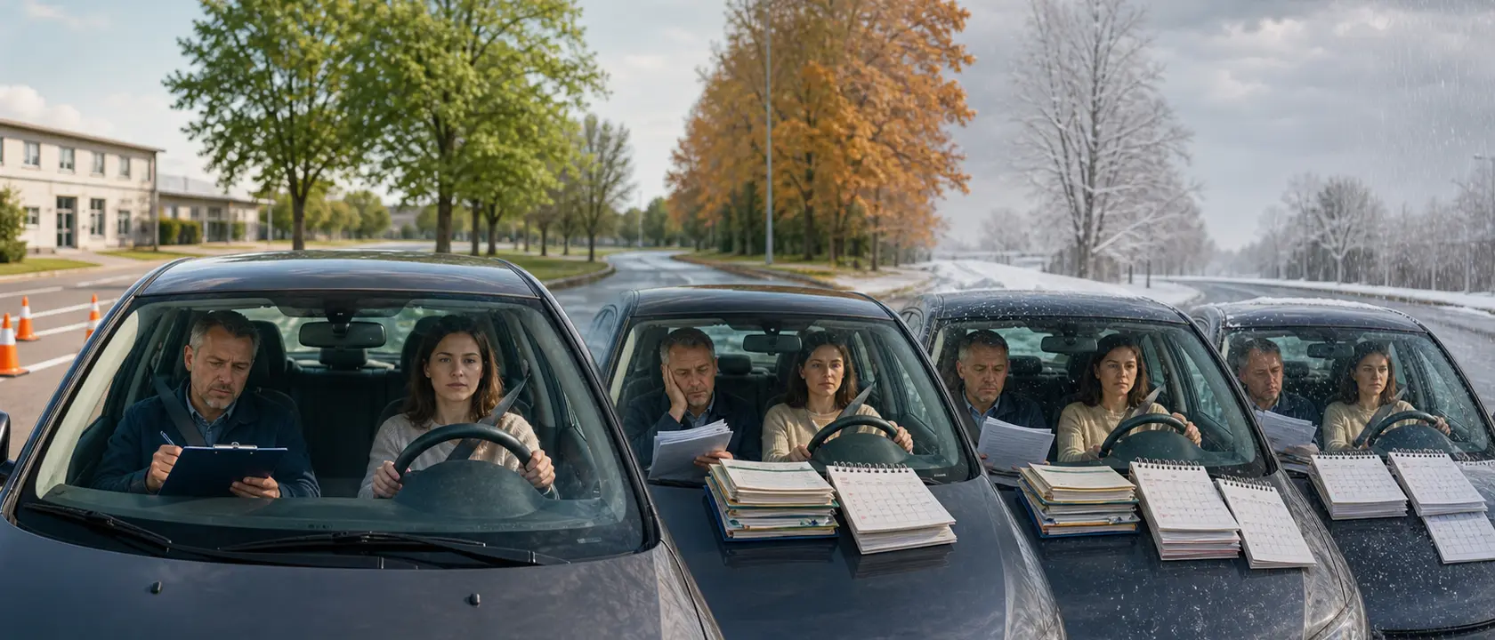 Fahrprüfung als Vergleich für C5 Typ 1 und Typ 2 über mehrere Jahreszeiten