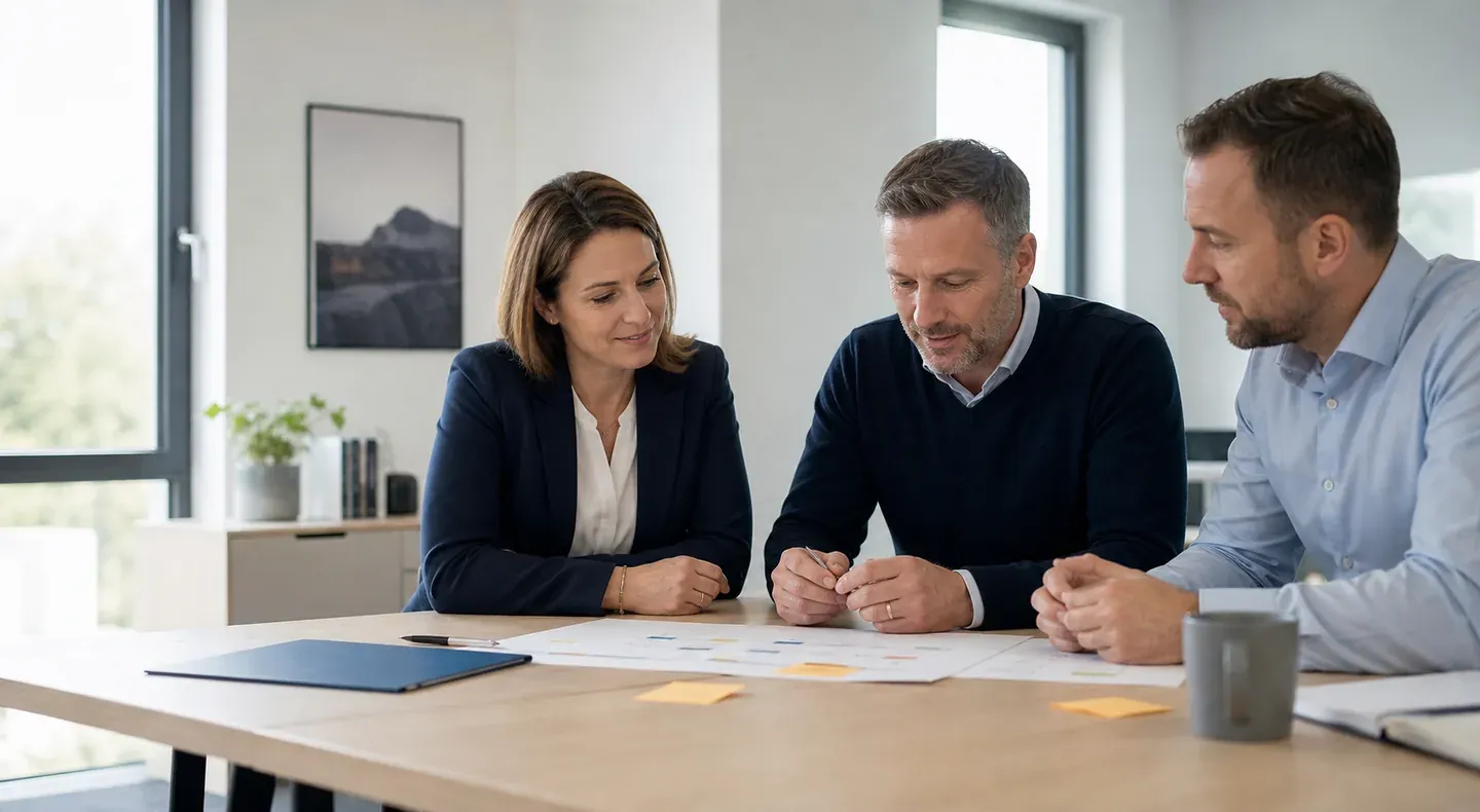 Mittelständisches Team plant gemeinsam ein Informationssicherheitsprojekt