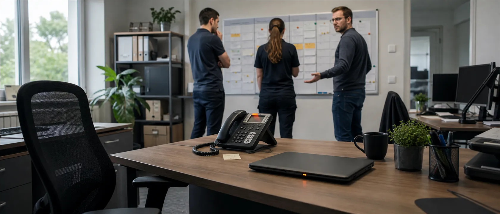 Kundenmeldung bleibt am leeren Arbeitsplatz eines abwesenden Administrators liegen, während das Supportteam nichts davon weiß
