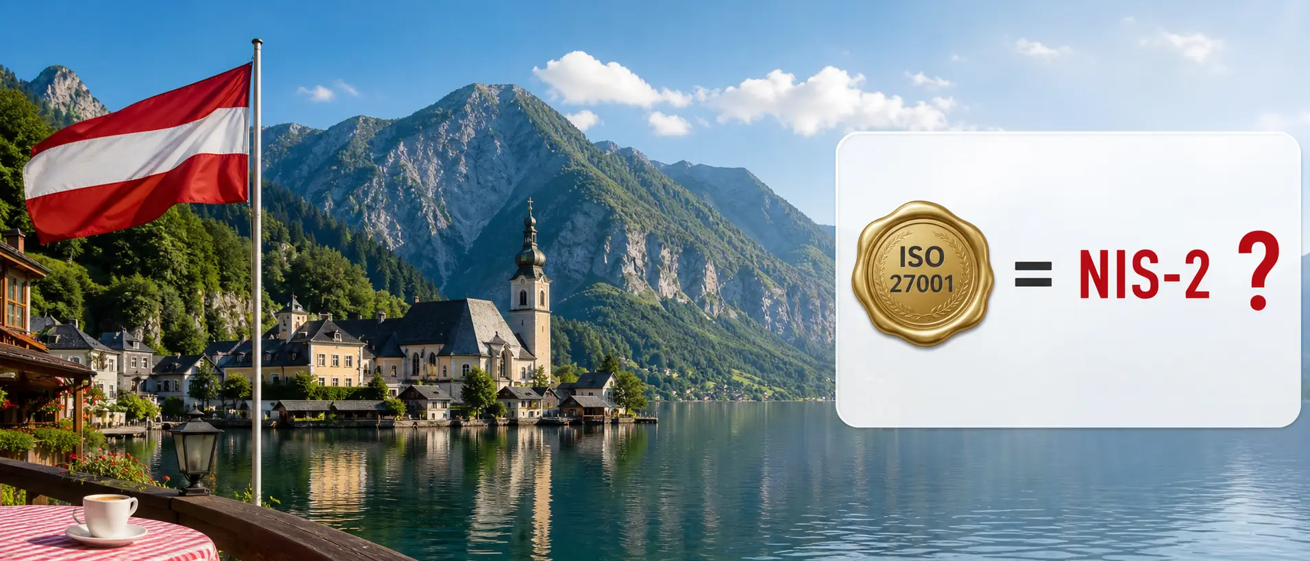Österreichische Alpenlandschaft mit der Frage ISO 27001 gleich NIS-2?