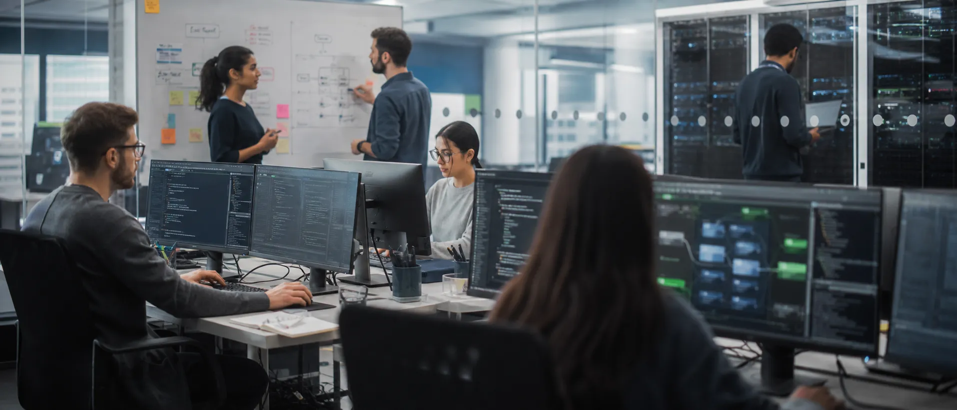 Entwicklungsteam verbindet Sicherheitsanforderungen, Codeprüfung und Deployment