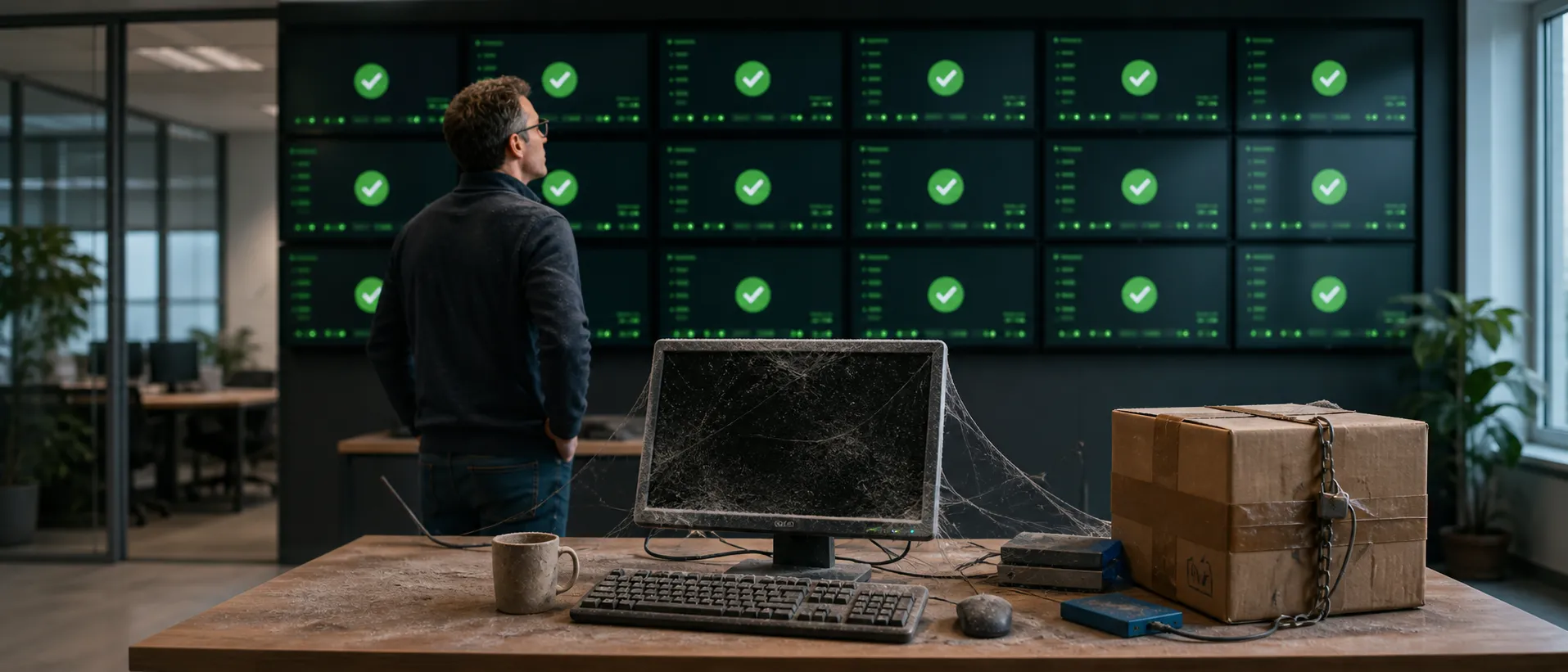 Grüner Backup-Status neben einem vernachlässigten Wiederherstellungstest
